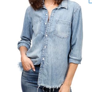 LUCKY BRAND DENIM FRINGE TOP